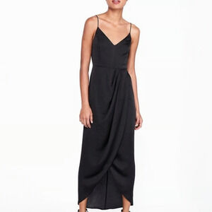 NEW Express Black Sleek Goth Faux Wrap Maxi Length Dress Size 2 Grecian